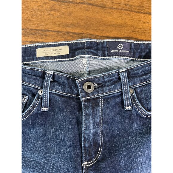 AG Adriano Goldschmied the Stilt Cigarette crop roll up jeans size 28 denim - Picture 3 of 7